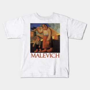 Peasant Woman with Buckets and a Child by Kazimir Malevich Kids T-Shirt